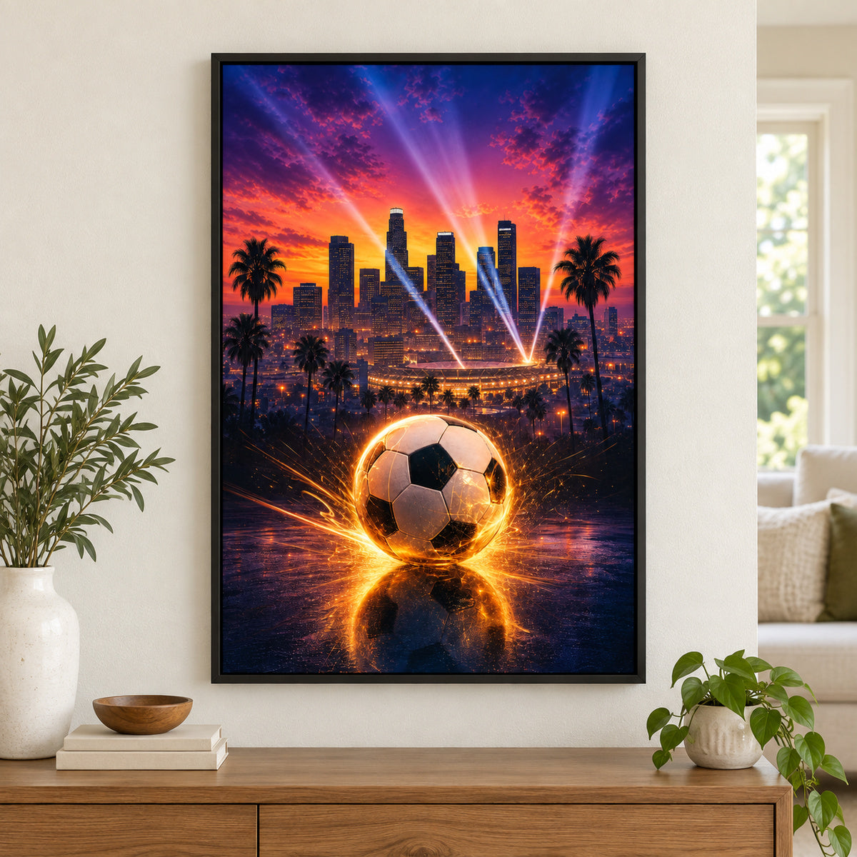 Los Angeles Soccer Canvas Painting for Game Room Decor | black_independent_close