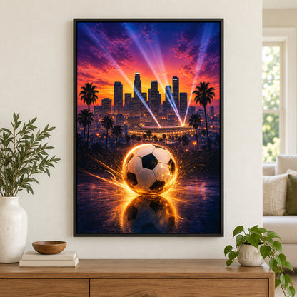 Los Angeles Soccer Canvas Painting for Game Room Decor | black_independent_close
