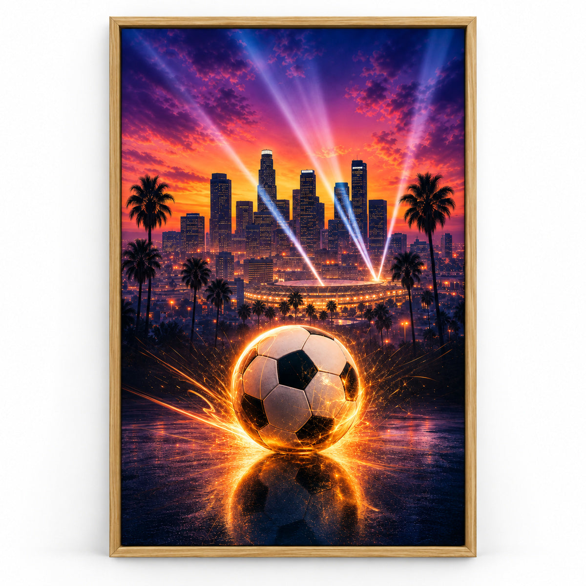 Los Angeles Soccer Canvas Painting for Game Room Decor | brown_sku
