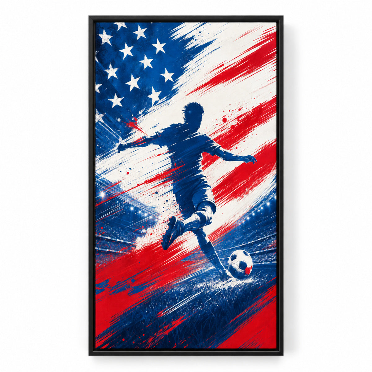 USA Abstract Soccer Canvas Painting for Game Room Decor | black_sku