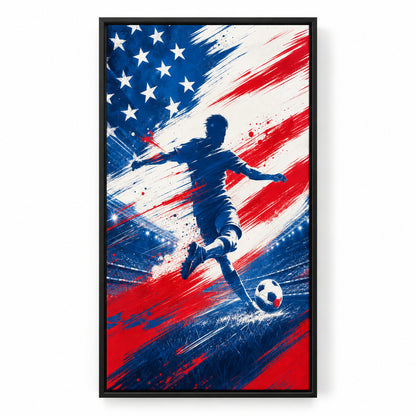 USA Abstract Soccer Canvas Painting for Game Room Decor | black_sku