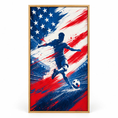 USA Abstract Soccer Canvas Painting for Game Room Decor | brown_sku
