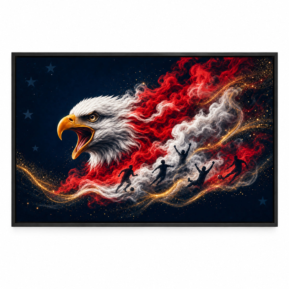 USA Eagle Smoke Soccer Canvas Painting for Game Room Decor | black_sku