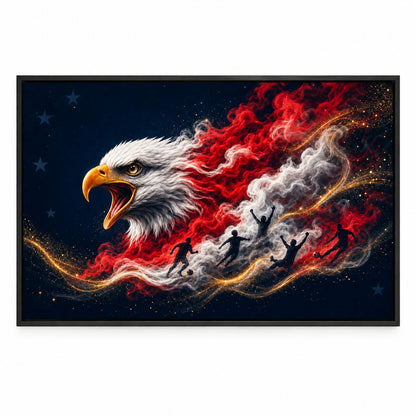 USA Eagle Smoke Soccer Canvas Painting for Game Room Decor | black_sku