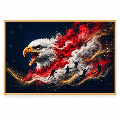 USA Eagle Smoke Soccer Canvas Painting for Game Room Decor | brown_sku