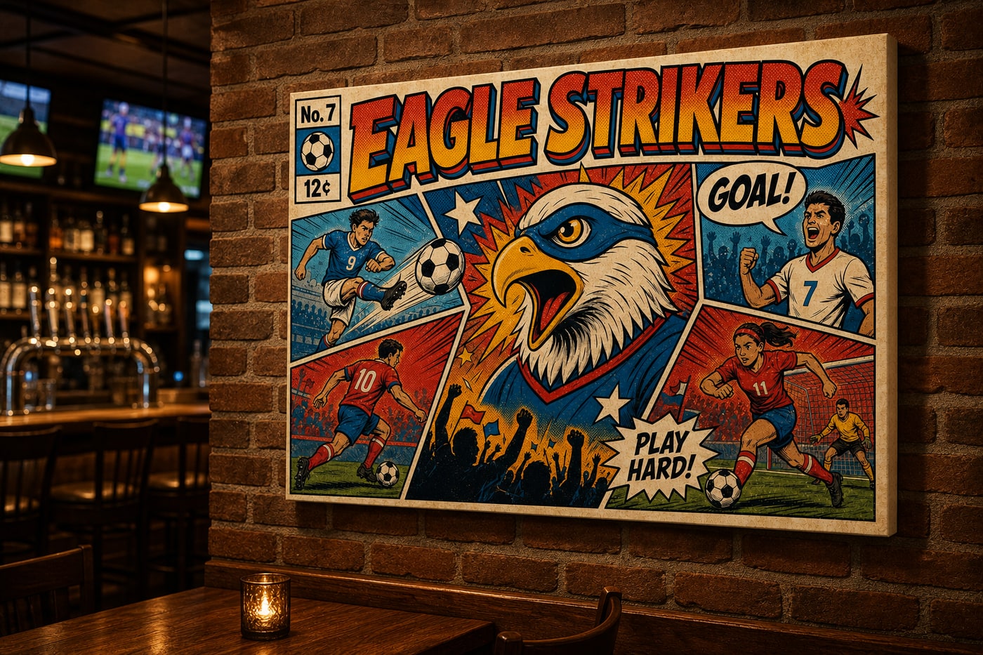 Sports pub wall mockup