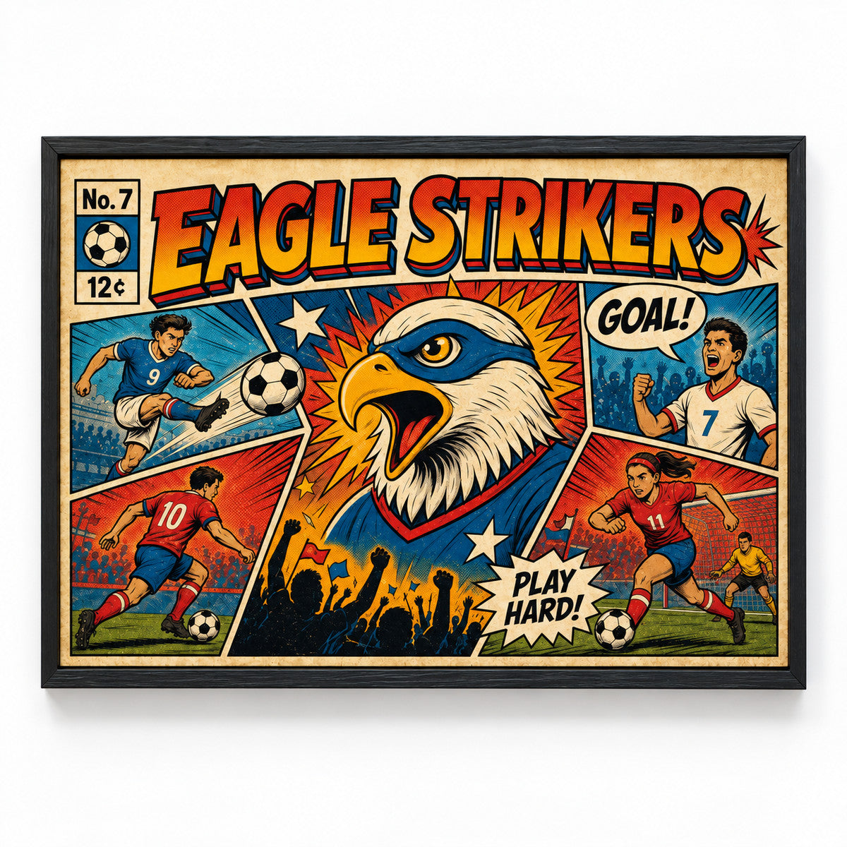 Eagle Strikers Retro Soccer Canvas Painting Wall Decor | black_sku