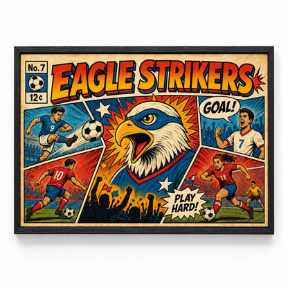 Eagle Strikers Retro Soccer Canvas Painting Wall Decor | black_sku