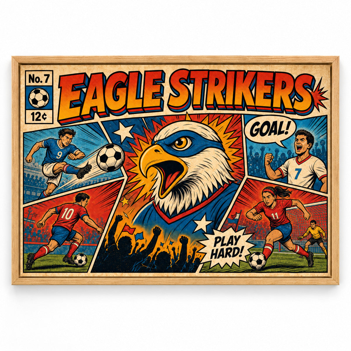 Eagle Strikers Retro Soccer Canvas Painting Wall Decor | brown_sku