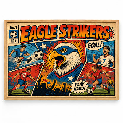 Eagle Strikers Retro Soccer Canvas Painting Wall Decor | brown_sku