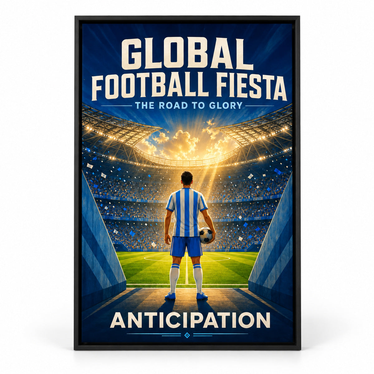 Global Football Stadium Canvas Painting for Game Room Decor | black_sku