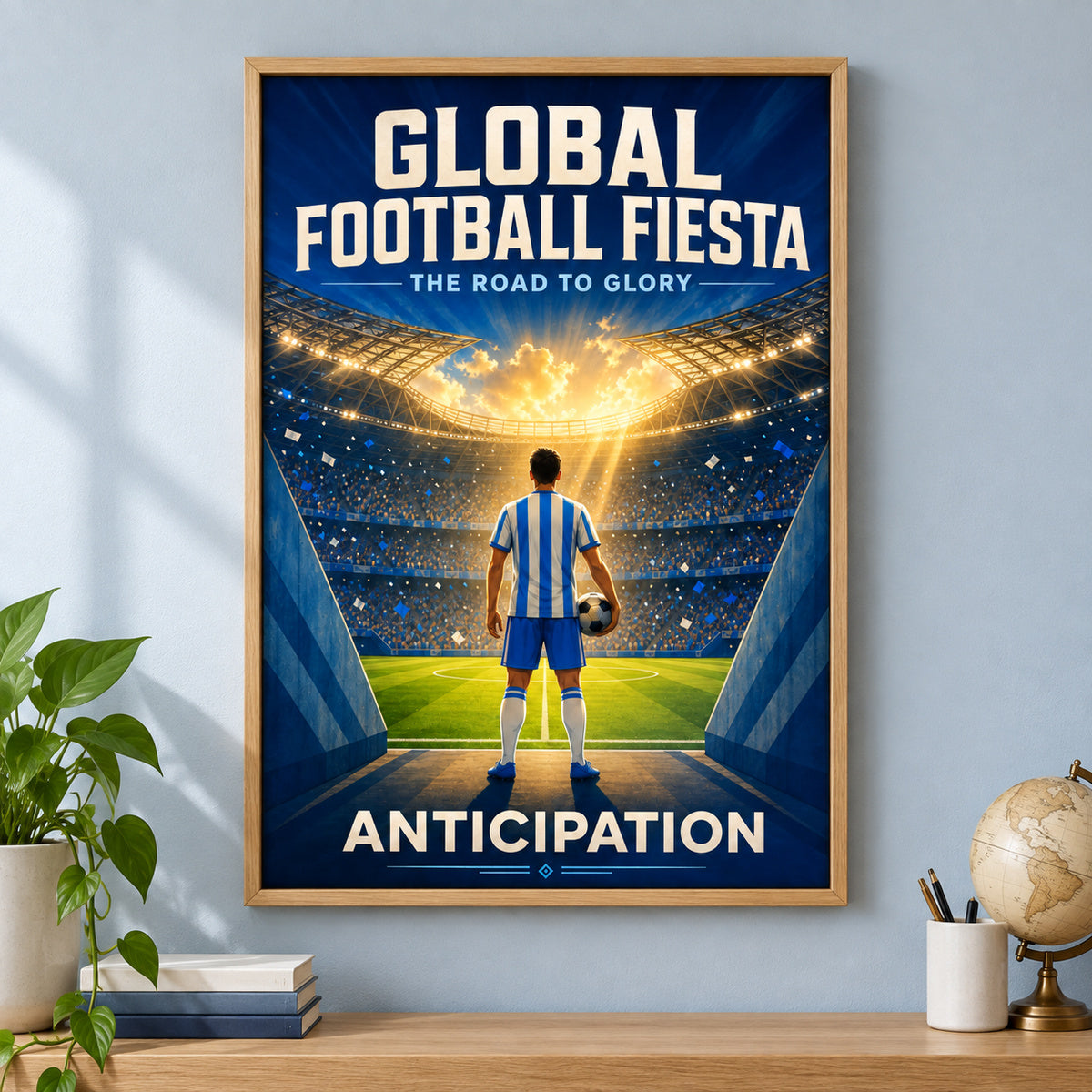 Global Football Stadium Canvas Painting for Game Room Decor | brown_independent_close