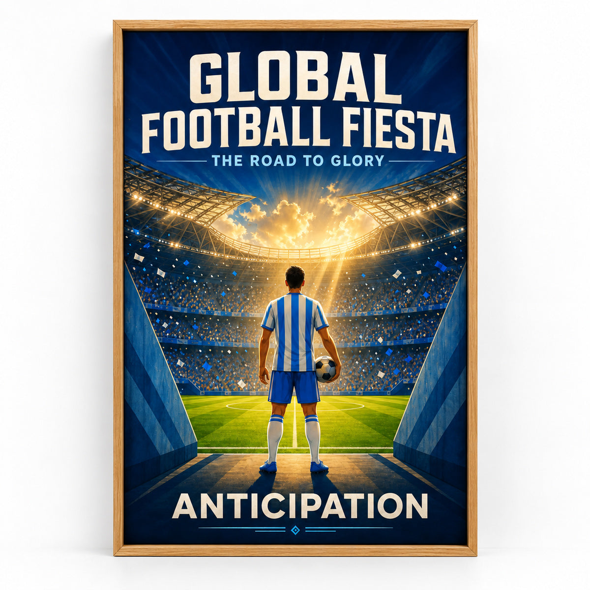 Global Football Stadium Canvas Painting for Game Room Decor | brown_sku