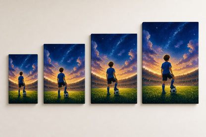 Dream Big Soccer Boy Canvas Wall Art canvas size comparison