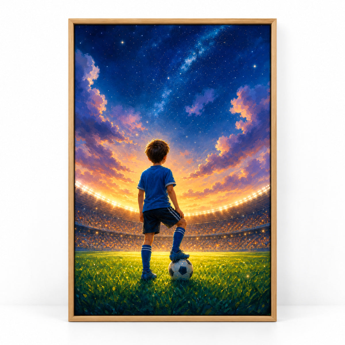 Dream Big Soccer Boy Canvas Painting for Game Room Decor | brown_sku