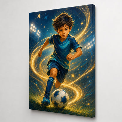Future Soccer Star Canvas Painting for Game Room Decor - soccer canvas wall art by JOJOShop