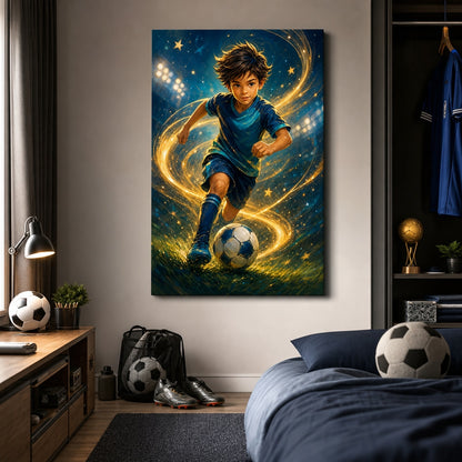 Future Soccer Star Wall Art Canvas 24×36 inch wrapped canvas wall mockup