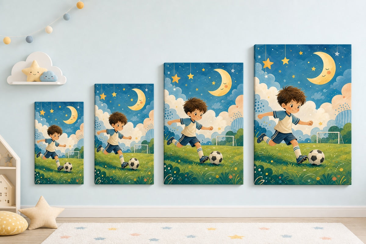 Kids Soccer Room Decor Canvas Wall Art canvas size comparison