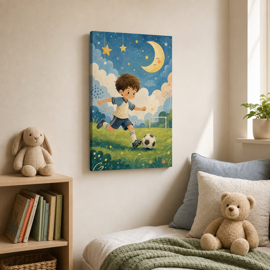 Kids Soccer Room Decor Canvas Wall Art 12×18 inch thin wrapped canvas wall mockup