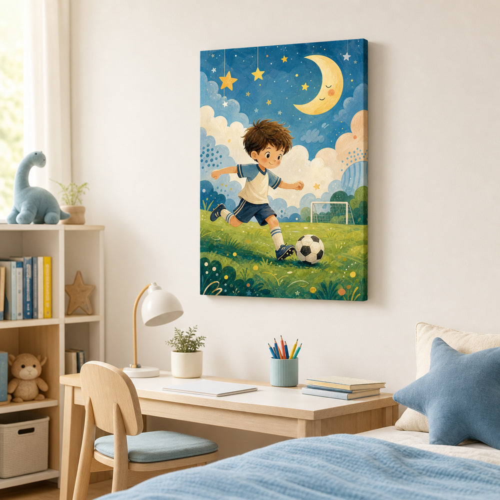 Kids Soccer Room Decor Canvas Wall Art 18×24 inch wrapped canvas wall mockup