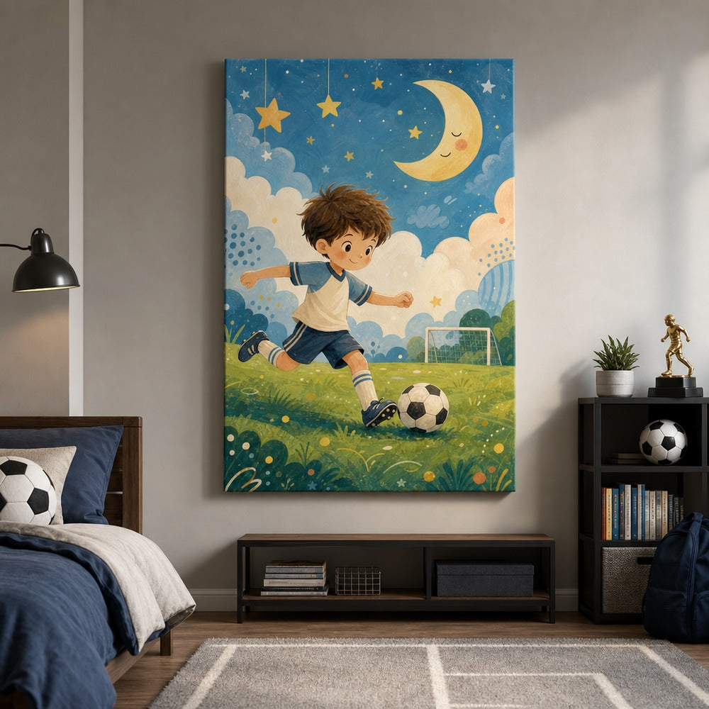 Kids Soccer Room Decor Canvas Wall Art 30×40 inch wrapped canvas wall mockup