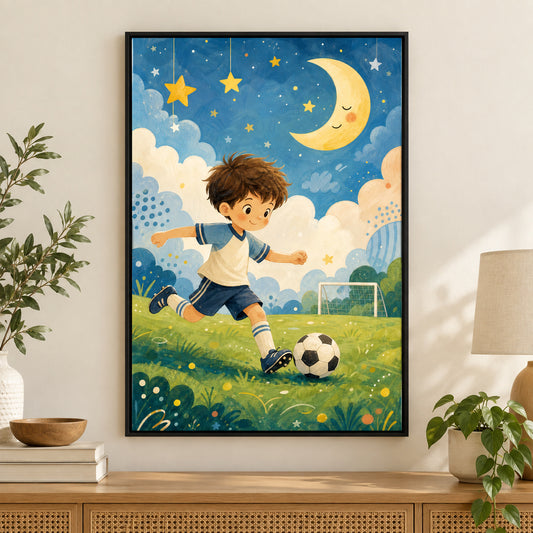 Kids Soccer Room Canvas Painting for Game Wall Decor | black_independent_close