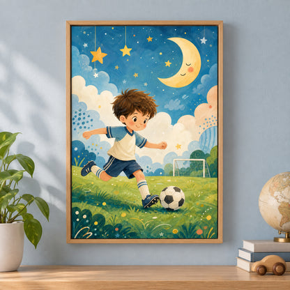 Kids Soccer Room Canvas Painting for Game Wall Decor | brown_independent_close