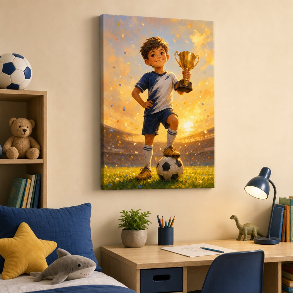 Little Champion Football Canvas Wall Art 18×24 inch wrapped canvas wall mockup
