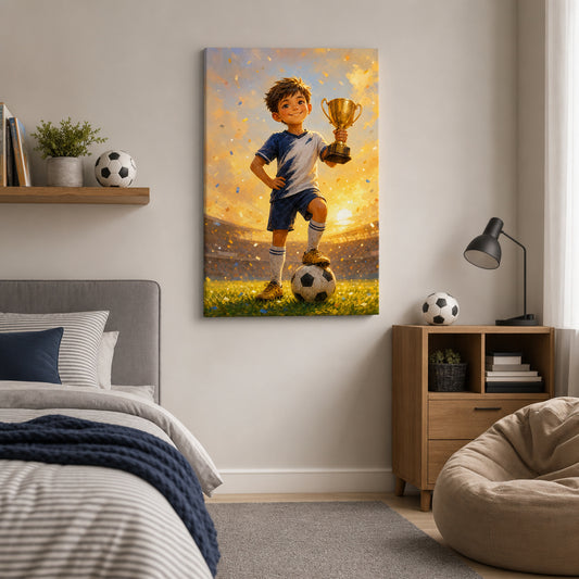 Little Champion Football Canvas Wall Art kids room wall mockup