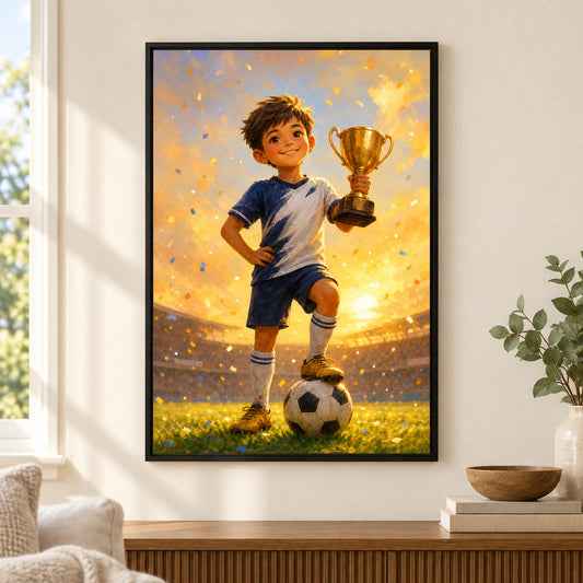 Little Champion Football Canvas Painting for Game Room Decor | black_independent_close