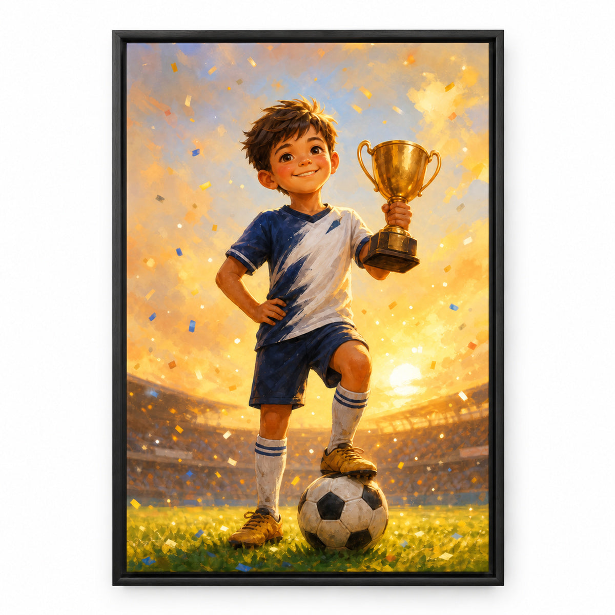 Little Champion Football Canvas Painting for Game Room Decor | black_sku