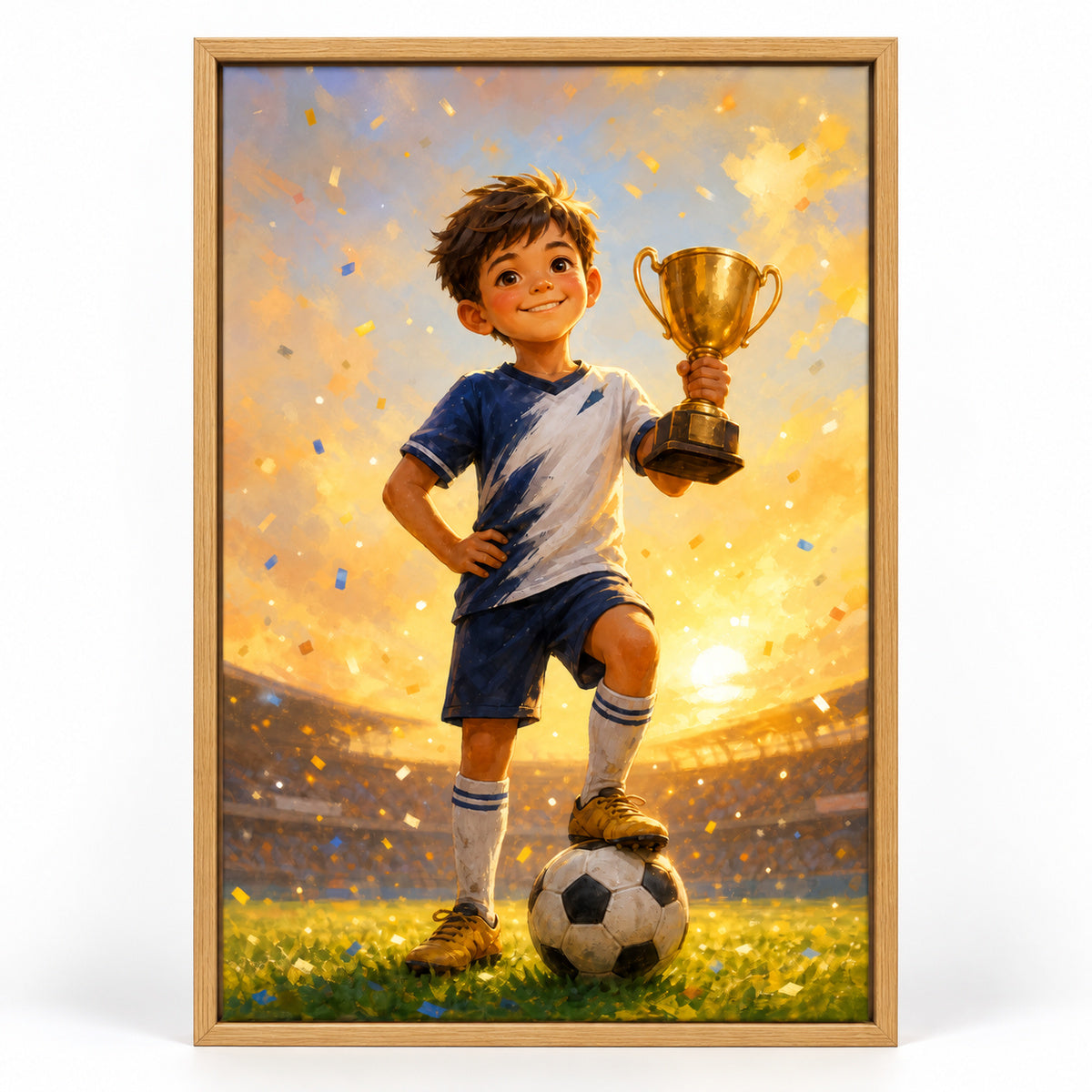 Little Champion Football Canvas Painting for Game Room Decor | brown_sku