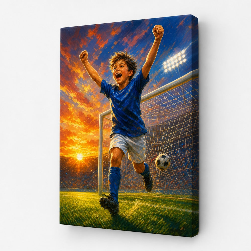Soccer Goal Celebration Canvas Wall Art right side wrapped canvas main image