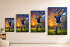 Soccer Goal Celebration Canvas Wall Art canvas size comparison