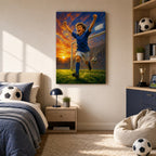 Soccer Goal Celebration Canvas Wall Art kids room wall mockup