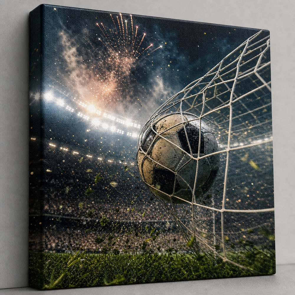 Last Minute Goal Soccer Canvas Wall Art canvas print detail