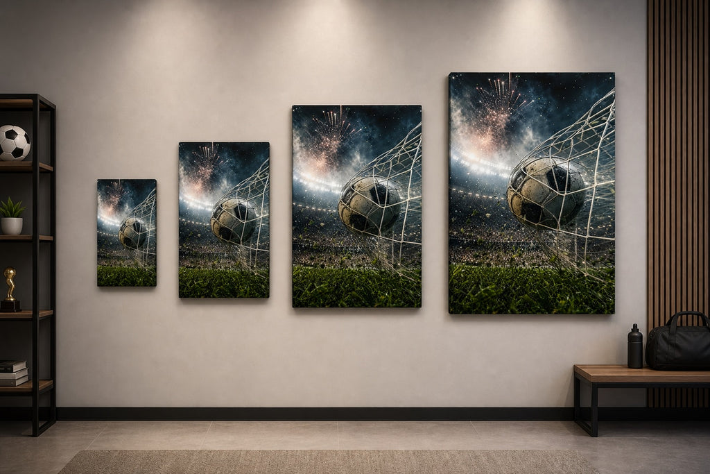 Last Minute Goal Soccer Canvas Wall Art canvas size comparison