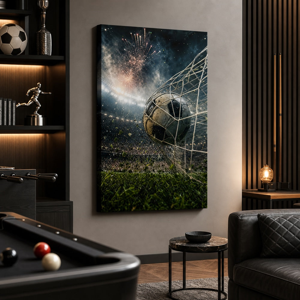 Last Minute Goal Soccer Canvas Wall Art 24×36 inch wrapped canvas wall mockup