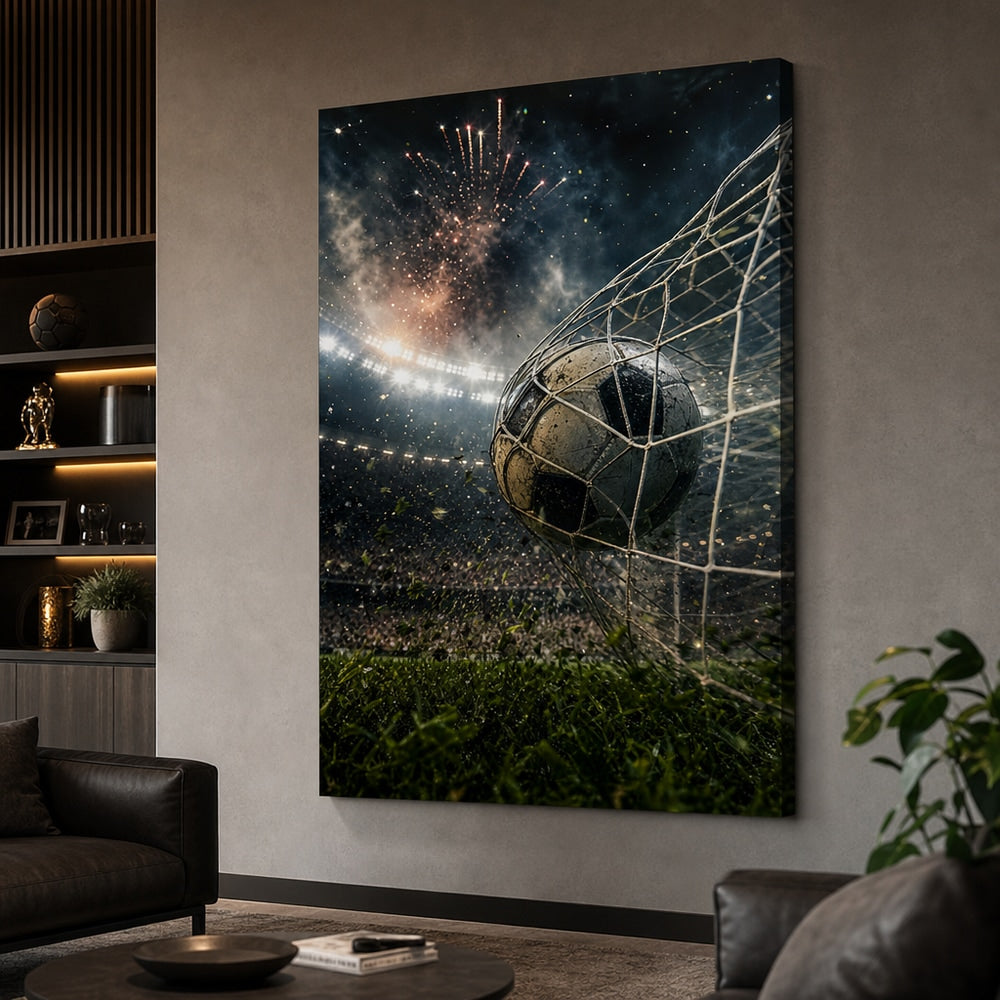 Last Minute Goal Soccer Canvas Wall Art 30×40 inch wrapped canvas wall mockup