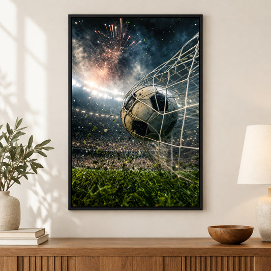 Last Minute Goal Soccer Canvas Painting for Game Room Decor | black_independent_close
