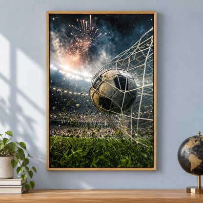 Last Minute Goal Soccer Canvas Painting for Game Room Decor | brown_independent_close