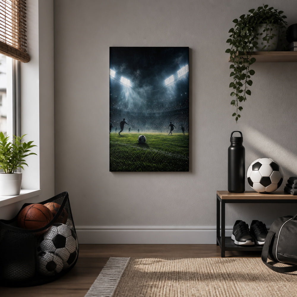Stadium Lights Soccer Canvas Wall Art 12×18 inch thin wrapped canvas wall mockup