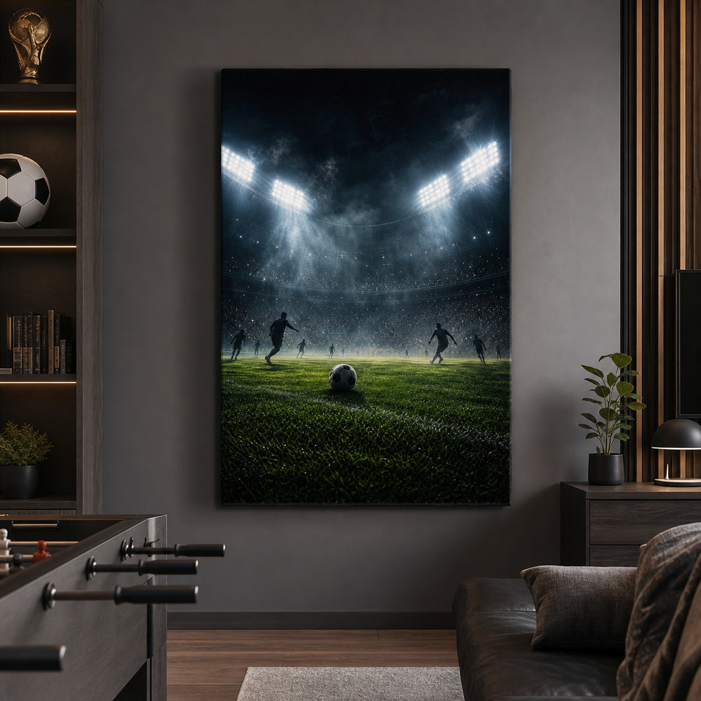 Stadium Lights Soccer Canvas Wall Art 24×36 inch wrapped canvas wall mockup