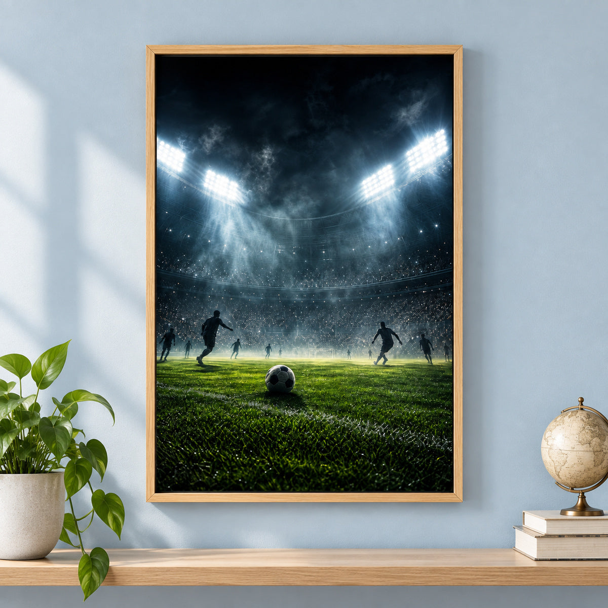 Stadium Lights Soccer Canvas Painting for Game Room Decor | brown_independent_close