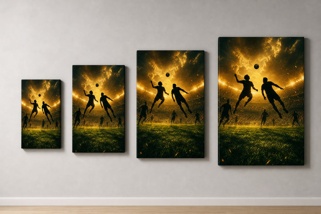 The Beautiful Game Soccer Canvas Wall Art canvas size comparison