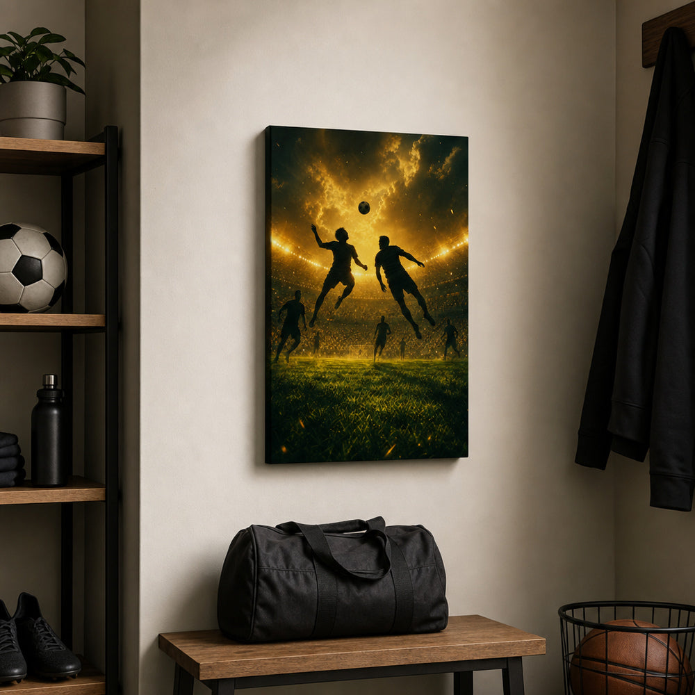 The Beautiful Game Soccer Canvas Wall Art 12×18 inch thin wrapped canvas wall mockup