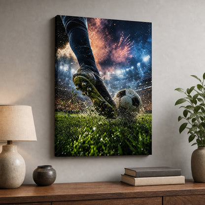 Match Day Energy Soccer Canvas Wall Art 18×24 inch wrapped canvas wall mockup