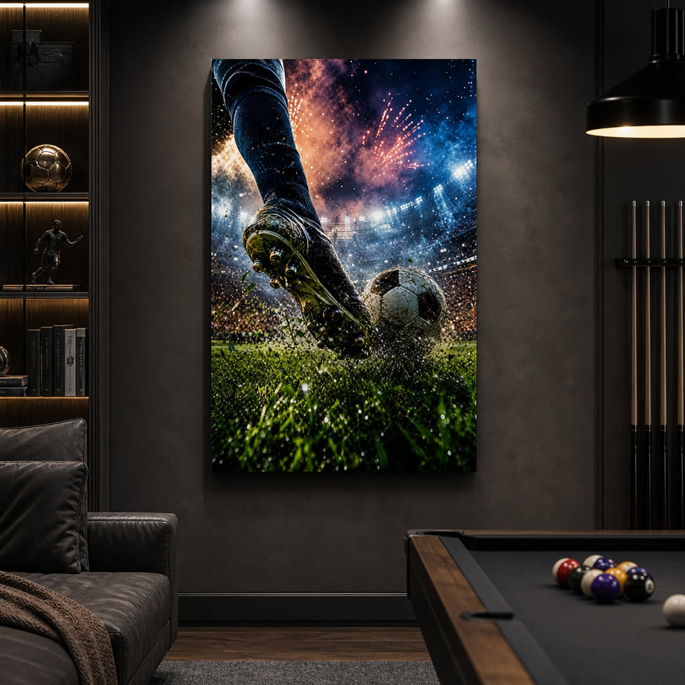 Match Day Energy Soccer Canvas Wall Art 24×36 inch wrapped canvas wall mockup