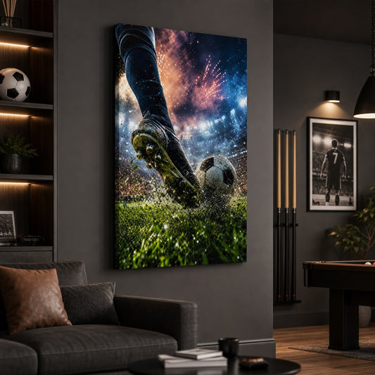 Match Day Energy Soccer Canvas Wall Art sports room wall mockup