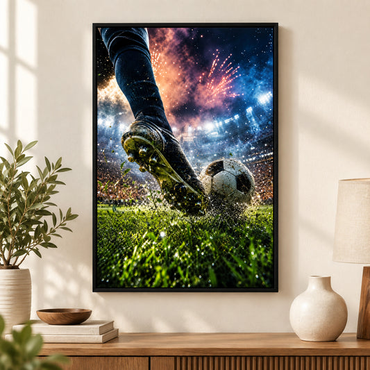 Match Day Energy Soccer Canvas Painting for Game Room Decor | black_independent_close